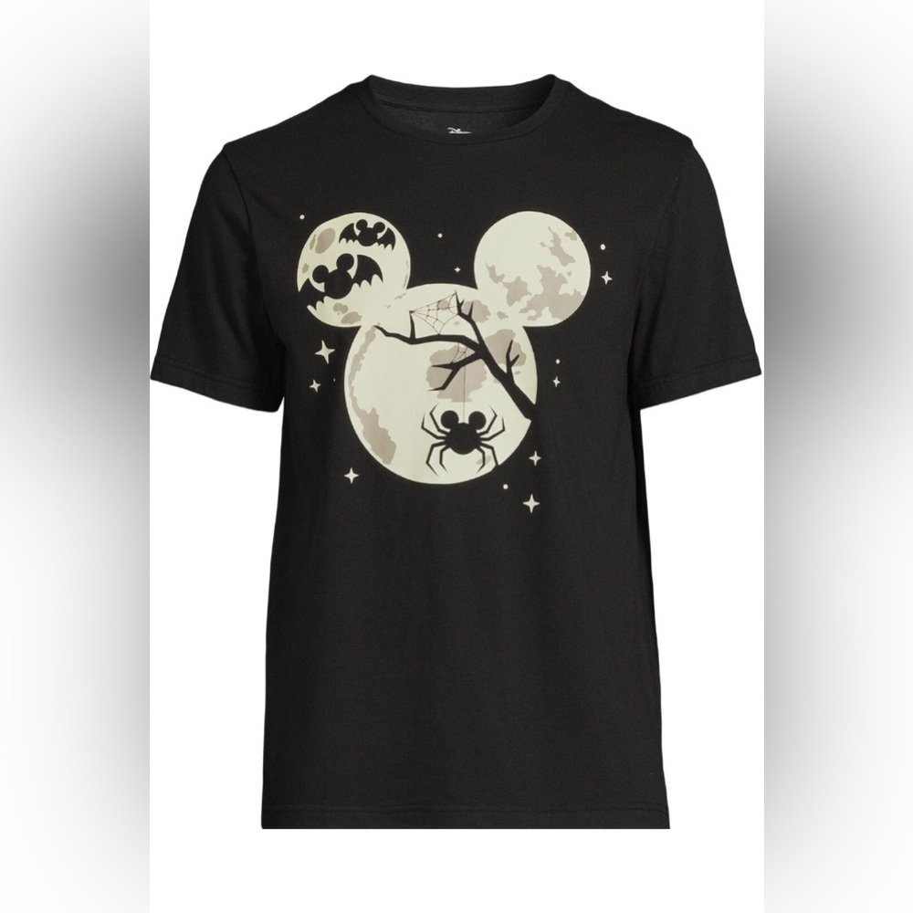 Disney Black Short Sleeve Tee with Moon and Spider Design